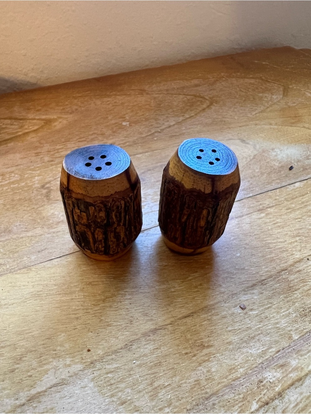 Rustic Wood Salt and Pepper Shaker Set - Brown